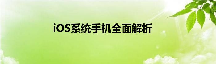 iOS系统手机全面解析