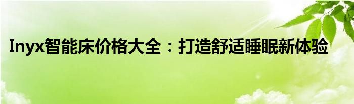 Inyx智能床价格大全：打造舒适睡眠新体验