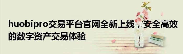 huobipro交易平台官网全新上线，安全高效的数字资产交易体验