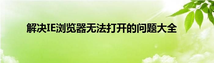 解决IE浏览器无法打开的问题大全