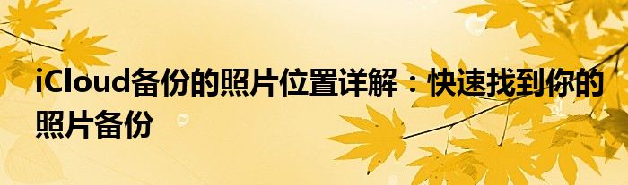 iCloud备份的照片位置详解：快速找到你的照片备份