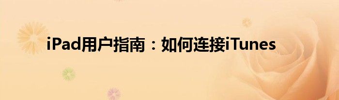 iPad用户指南：如何连接iTunes