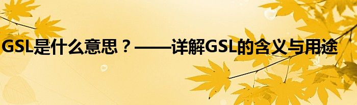 GSL是什么意思？——详解GSL的含义与用途