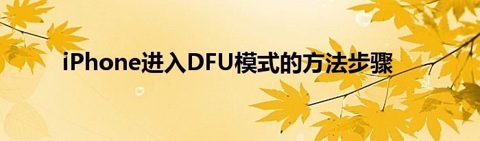 iPhone进入DFU模式的方法步骤