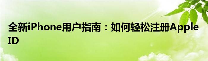 全新iPhone用户指南：如何轻松注册Apple ID