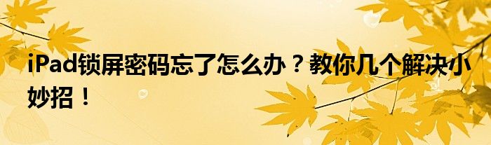 iPad锁屏密码忘了怎么办？教你几个解决小妙招！
