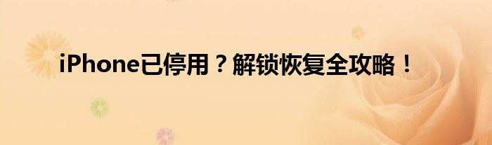 iPhone已停用？解锁恢复全攻略！