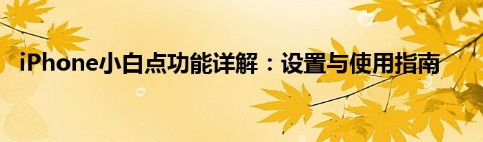 iPhone小白点功能详解：设置与使用指南