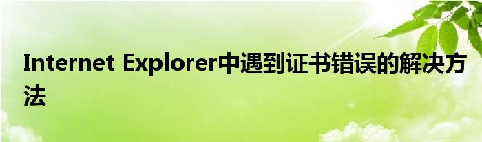 Internet Explorer中遇到证书错误的解决方法