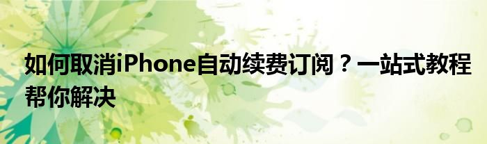 如何取消iPhone自动续费订阅？一站式教程帮你解决