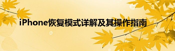 iPhone恢复模式详解及其操作指南
