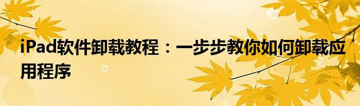iPad软件卸载教程：一步步教你如何卸载应用程序