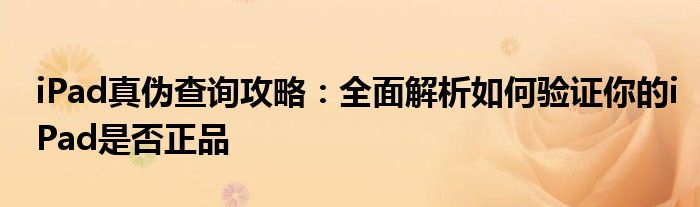 iPad真伪查询攻略：全面解析如何验证你的iPad是否正品