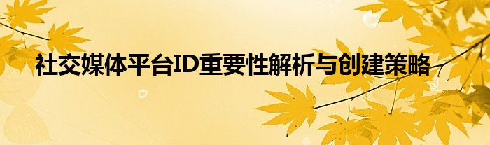 社交媒体平台ID重要性解析与创建策略