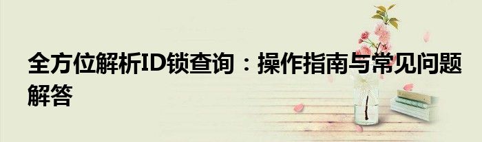 全方位解析ID锁查询：操作指南与常见问题解答