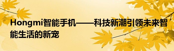Hongmi智能手机——科技新潮引领未来智能生活的新宠