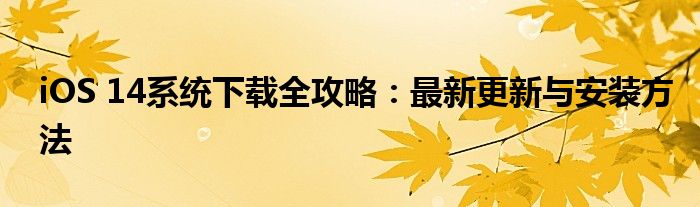 iOS 14系统下载全攻略：最新更新与安装方法
