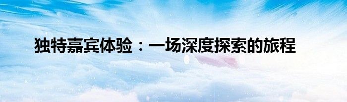 独特嘉宾体验：一场深度探索的旅程