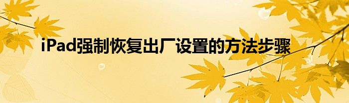 iPad强制恢复出厂设置的方法步骤