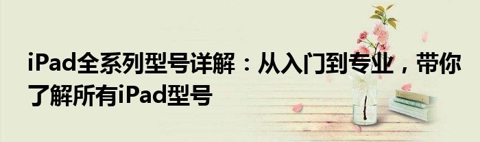 iPad全系列型号详解：从入门到专业，带你了解所有iPad型号
