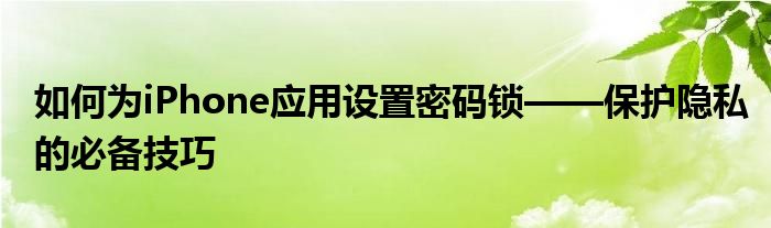 如何为iPhone应用设置密码锁——保护隐私的必备技巧