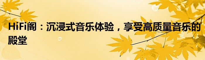 HiFi阁：沉浸式音乐体验，享受高质量音乐的殿堂