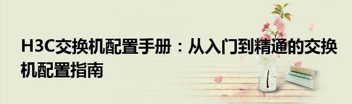 H3C交换机配置手册：从入门到精通的交换机配置指南