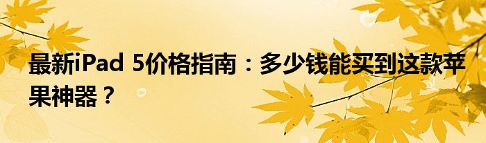 最新iPad 5价格指南：多少钱能买到这款苹果神器？