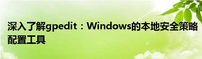 深入了解gpedit：Windows的本地安全策略配置工具