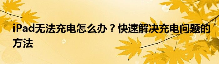 iPad无法充电怎么办？快速解决充电问题的方法