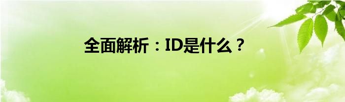 全面解析：ID是什么？