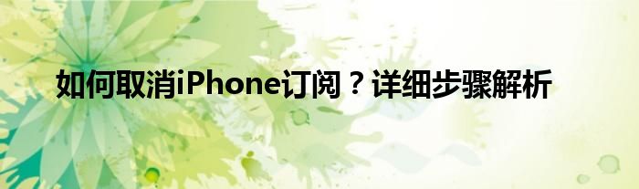 如何取消iPhone订阅？详细步骤解析