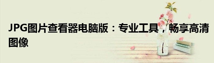 JPG图片查看器电脑版：专业工具，畅享高清图像