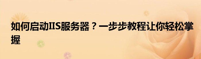 如何启动IIS服务器？一步步教程让你轻松掌握