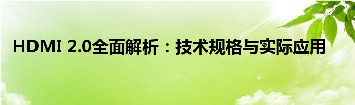 HDMI 2.0全面解析：技术规格与实际应用