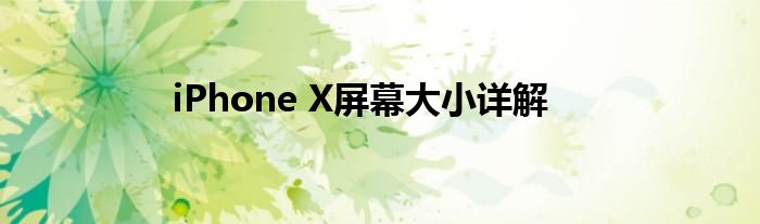 iPhone X屏幕大小详解