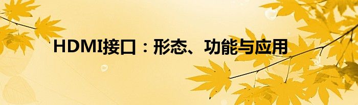 HDMI接口：形态、功能与应用
