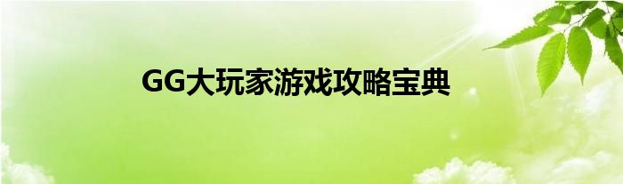 GG大玩家游戏攻略宝典