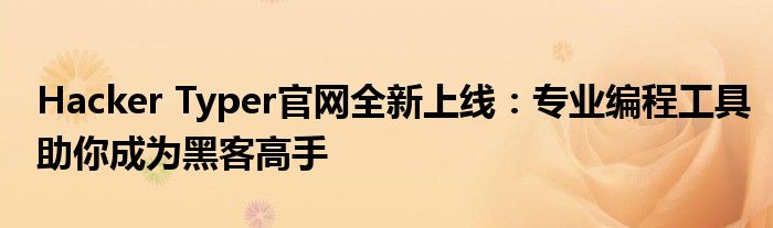 Hacker Typer官网全新上线：专业编程工具助你成为黑客高手