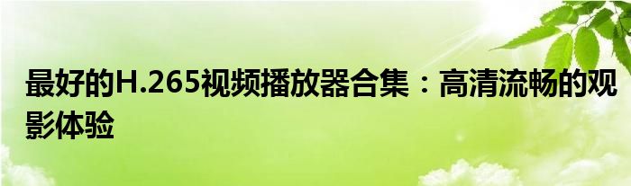 最好的H.265视频播放器合集：高清流畅的观影体验