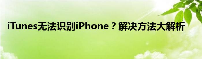 iTunes无法识别iPhone？解决方法大解析