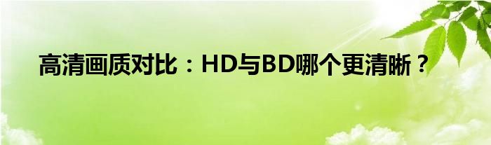 高清画质对比：HD与BD哪个更清晰？