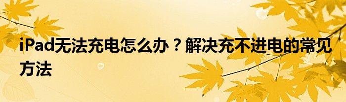 iPad无法充电怎么办？解决充不进电的常见方法