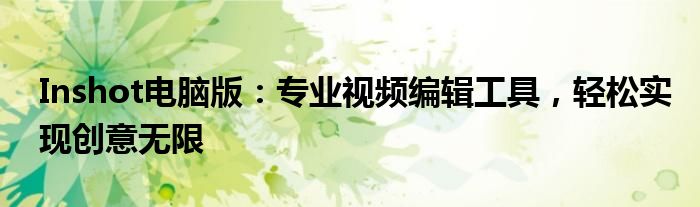 Inshot电脑版：专业视频编辑工具，轻松实现创意无限