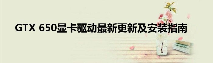 GTX 650显卡驱动最新更新及安装指南
