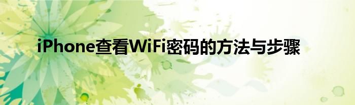 iPhone查看WiFi密码的方法与步骤