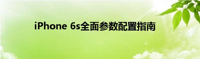 iPhone 6s全面参数配置指南