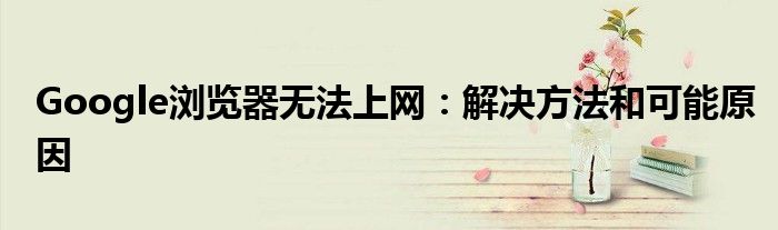 Google浏览器无法上网：解决方法和可能原因