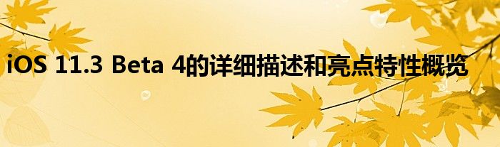 iOS 11.3 Beta 4的详细描述和亮点特性概览