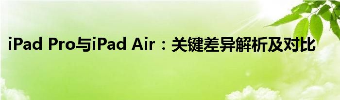 iPad Pro与iPad Air：关键差异解析及对比